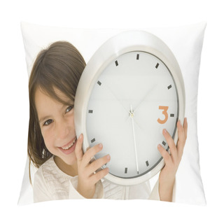 Personality  Little Girl Behind A Clock Pillow Covers