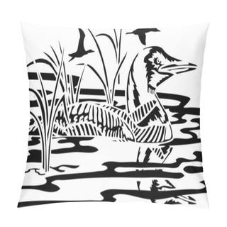 Personality  Loon Lake Vector Art Pillow Covers