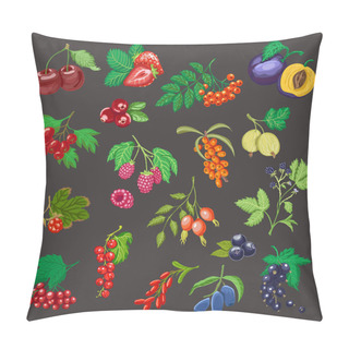 Personality  Big Set Of Colored Berries. Pillow Covers