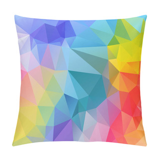Personality  Vector Abstract Irregular Polygon Square Background - Triangle Low Poly Pattern - Full Spectrum Multi Color Rainbow Light Pastel Pillow Covers