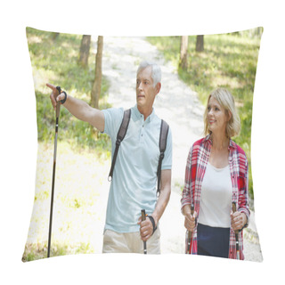 Personality  Couple Enjoying A Nordic Walk Pillow Covers