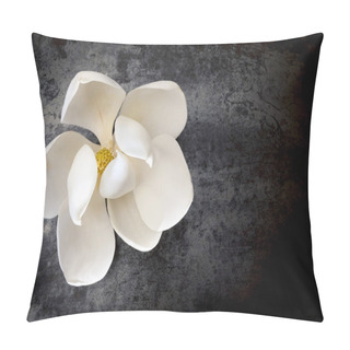 Personality  Magnolia Flower On Dark Slate Top View Pillow Covers