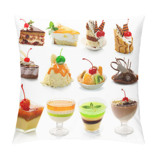 Personality  Collection Of Delicous Dessert Isolated On White Pillow Covers