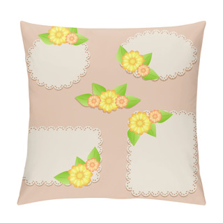 Personality  Set Of Flora Frames Vector Pillow Covers