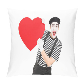 Personality  Mime Artist Holding Red Heart Pillow Covers