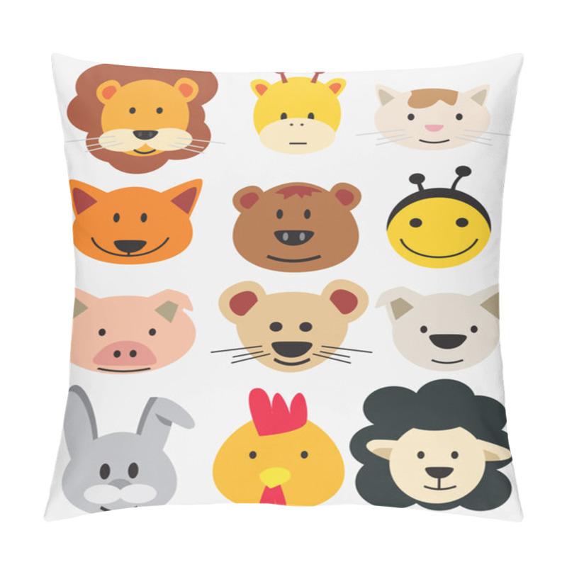 Personality  Vector illustration of animal faces. pillow covers
