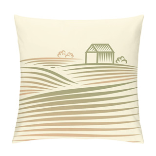 Personality  Rural Landscape With Fields And House Pillow Covers
