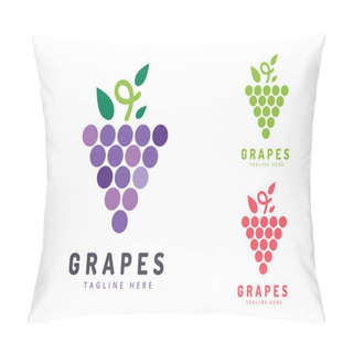 Personality  Grapes Vector Isolated Logo Icon Pillow Covers
