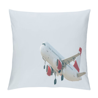 Personality  Departure Of Airplane With Cloudy Sky At Background, Panoramic Shot  Pillow Covers