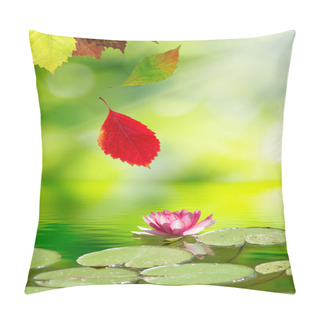 Personality  Falling Autumn Leaves And A Lotus Flower On The Water Pillow Covers