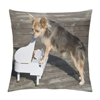 Personality  Maestro Chihuahua Dog Is Playing On Piano Pillow Covers