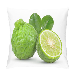 Personality  Fresh Bergamot Fruit With Leaf Isolated On White Background. Full Depth Of Field Pillow Covers