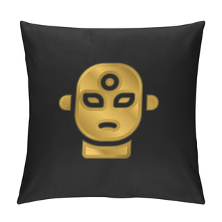 Personality  Alien Gold Plated Metalic Icon Or Logo Vector Pillow Covers