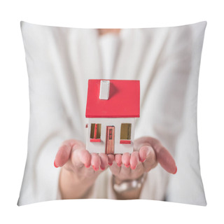 Personality  Partial View Of Businesswoman Showing House Model Pillow Covers