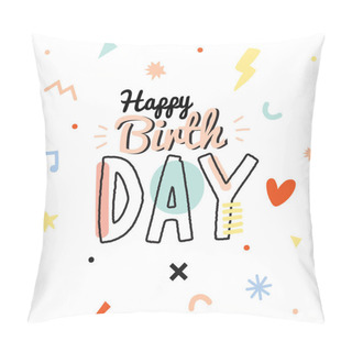 Personality  Happy Birthday Kids Set With Cute Holiday Party Elements Pillow Covers