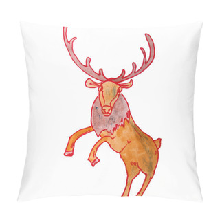 Personality  Watercolor Drawing Kids Cartoon Deer On White Background Pillow Covers