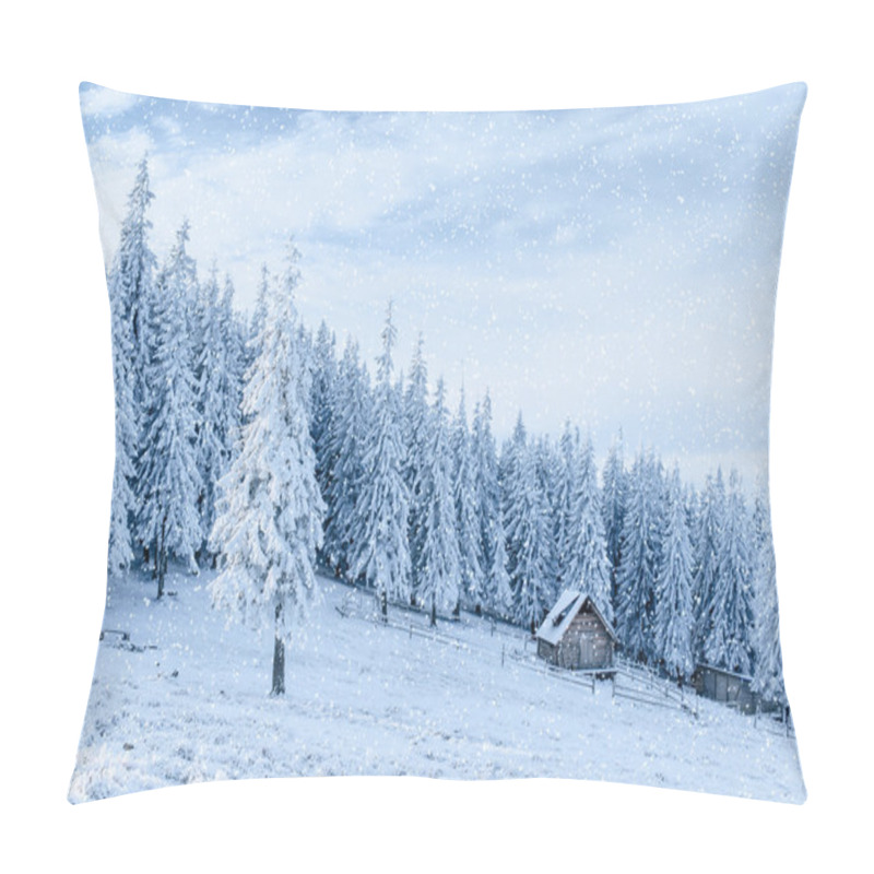 Personality  chalet in the mountains. Carpathian, Ukraine, Europe.  pillow covers