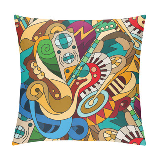 Personality  Seamless Pattern With Doodle Musical Instruments Pillow Covers
