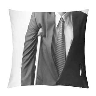 Personality  Injured Businessman With Crutches, Insurance Concept Pillow Covers