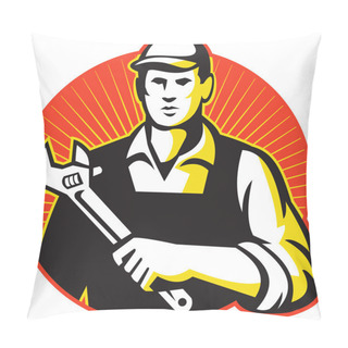 Personality  Mechanic Repairman With Wrench Pillow Covers