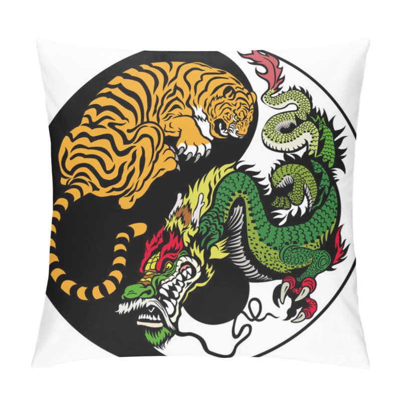 Personality  Dragon and tiger yin yang symbol pillow covers