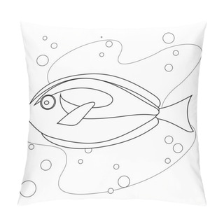 Personality  Cute Vector Fish Doodle Illustration Isolated On A White Background. Marine Animals Underwater, Sea Life. Coloring Page. Pillow Covers
