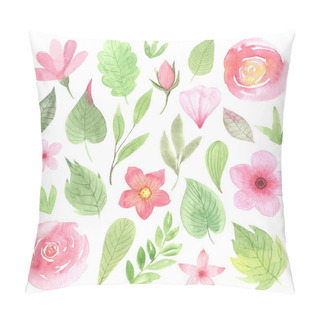 Personality  Watercolor Delicate Pink Flowers And Leaves Pillow Covers