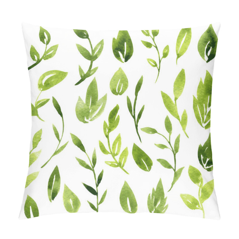 Personality  vector watercolor green leaves and branches pillow covers