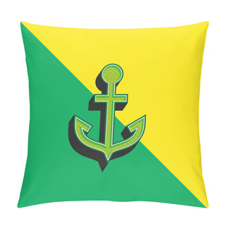 Personality  Anchor Green And Yellow Modern 3d Vector Icon Logo Pillow Covers