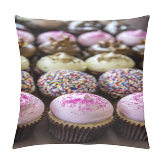 Personality  Assorted Flavors Of Cupcake On Display Pillow Covers