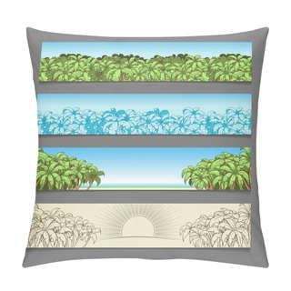 Personality  Banner Ads Palm Tree Theme Vector Illustration Pillow Covers