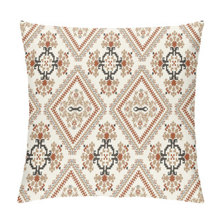 Personality  Slavic Ornament Seamless Pattern Traditional.geometric Ethnic Oriental Embroidery On White Background.Aztec Style Abstract Vector Illustration.design For Texture,fabric,clothing,wrapping,decoration. Pillow Covers