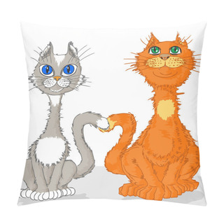 Personality  Lovers Of Cats. Vector Illustration. Pillow Covers