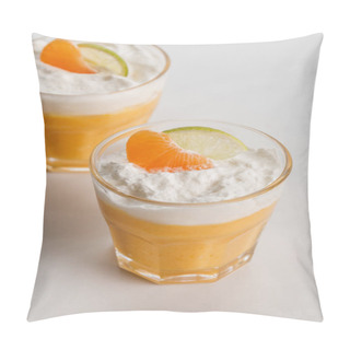 Personality  Orange Cream Desserts With Tangerine And Lime Slices In Glasses Pillow Covers