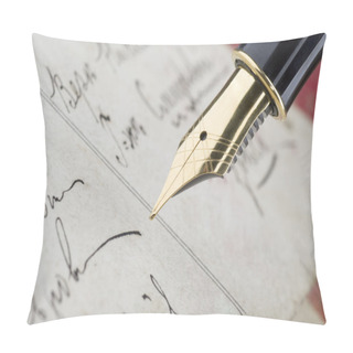 Personality  Gold Pen On Retro Postcard Pillow Covers