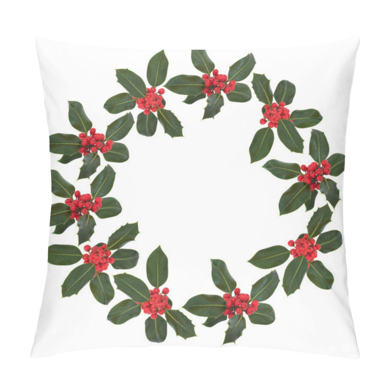Personality  Holly Leaf and Berry Wreath pillow covers
