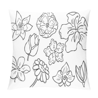 Personality Set Of Flower Doodle Pillow Covers