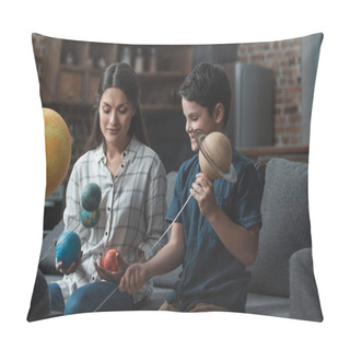 Personality  Mother And Son Assembling Galaxy Model Pillow Covers