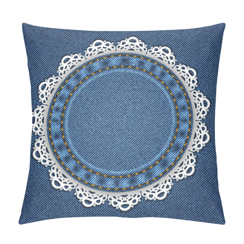 Personality  Denim Background With Ornate Floral Pattern Pillow Covers