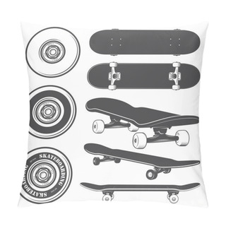 Personality  Set Of Skateboards And Skateboarding Wheels. Pillow Covers