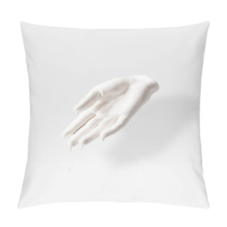 Personality  Abstract Sculpture In Shape Of Human Palm In White Paint On White Pillow Covers