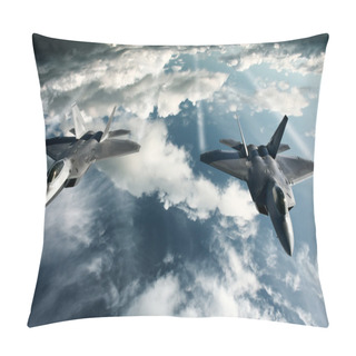 Personality  Two F-22 Raptors In High Attitude Above The Clouds Pillow Covers