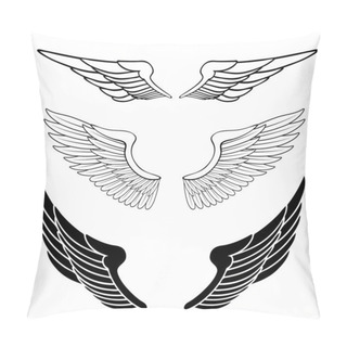 Personality  Set Of Wings Isolated On White Pillow Covers