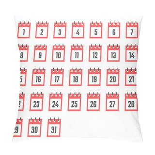 Personality  Calendar Dates Flat Icon Set From 1 To 31 Pillow Covers