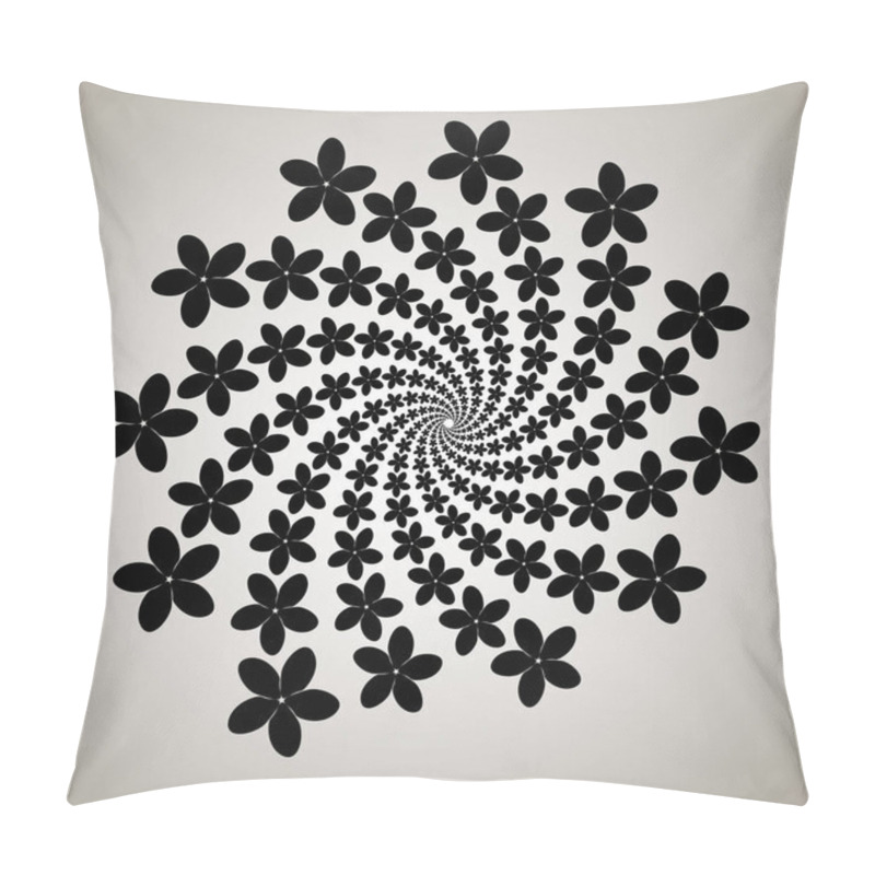 Personality  Swirl, Vortex Background. Rotating Spiral. Pattern Of A Whirling Of Hearts. Icon, Flower, Petals, Outline, Black, White Pillow Covers