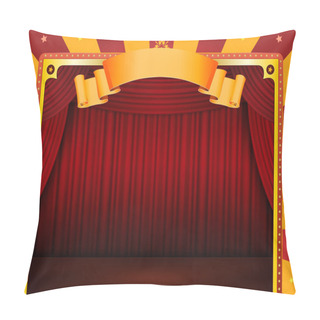 Personality  Circus Poster With Stage And Red Curtains Pillow Covers