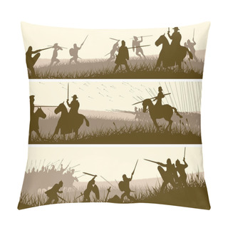 Personality  Horizontal Banners Of Medieval Battle. Pillow Covers