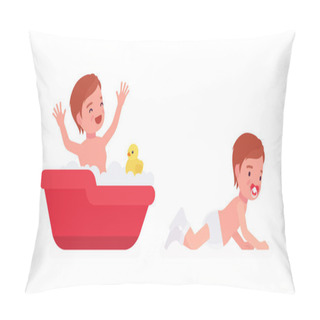 Personality  Toddler Child, Little Boy Enjoying Bath Time, Crawling Pillow Covers