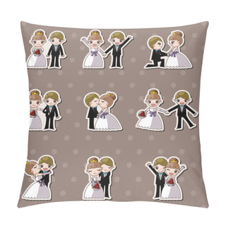 Personality  Set Of Wedding ,Bridegroom And Bride Stickers Pillow Covers