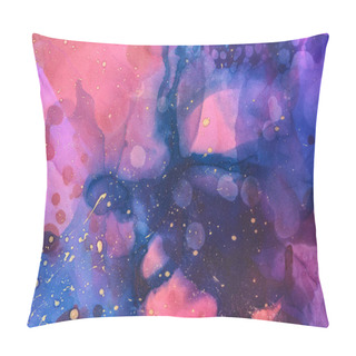 Personality  Mixing Of Blue, Violet And Black Splashes Of Alcohol Inks As Abstract Background Pillow Covers